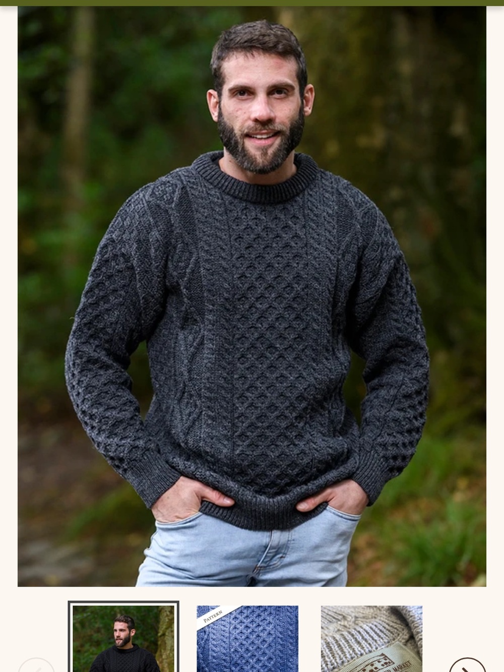 Chunky cable knit Aran wool sweater